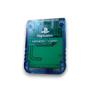 Sony PlayStation 1 Memory Card Island Blue Translucent SCPH-1020 OEM 15 Blocks